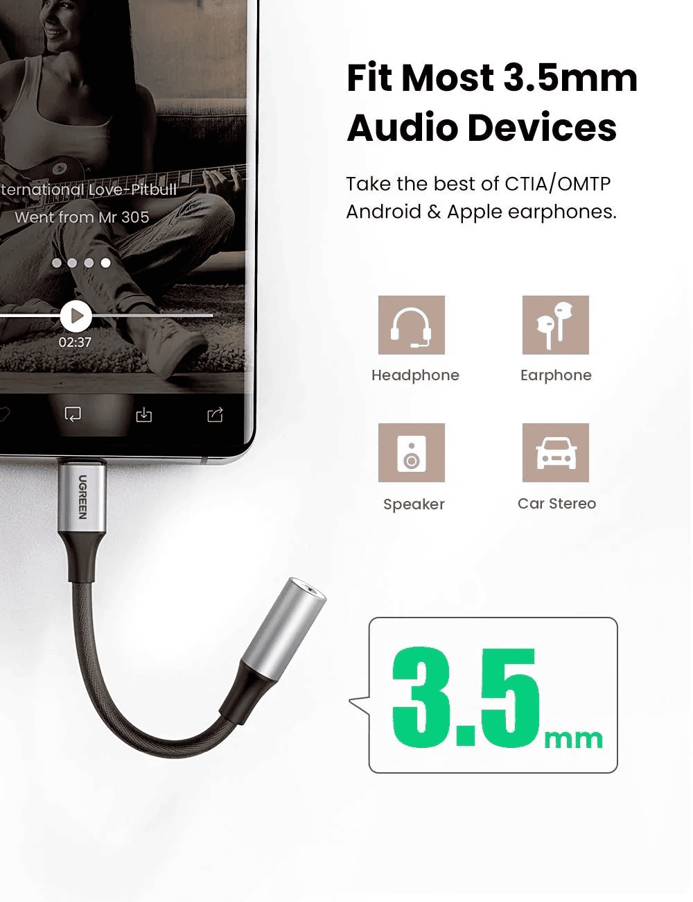 كونفرت محول من ابره 3.5mm الى منفذ تايب سي Type-C